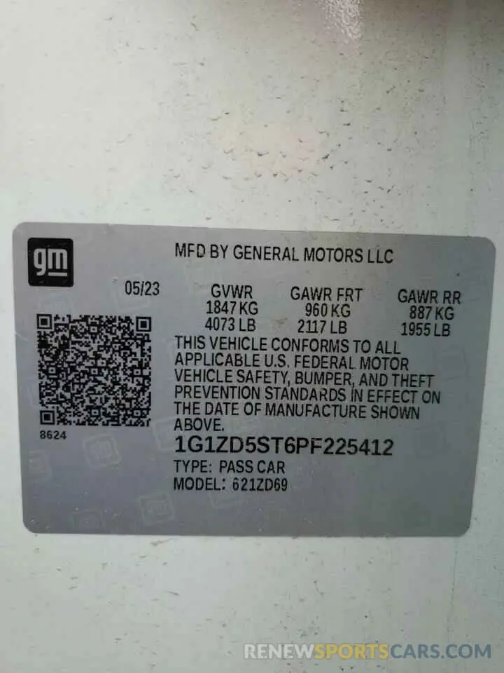 12 Photograph of a damaged car 1G1ZD5ST6PF225412 CHEVROLET MALIBU 2023