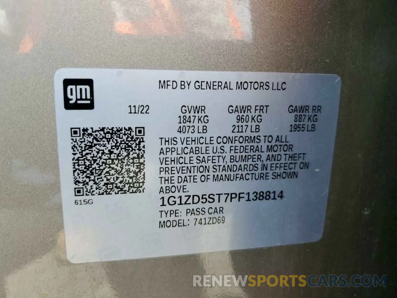 12 Фотография поврежденного автомобиля 1G1ZD5ST7PF138814 CHEVROLET MALIBU 2023