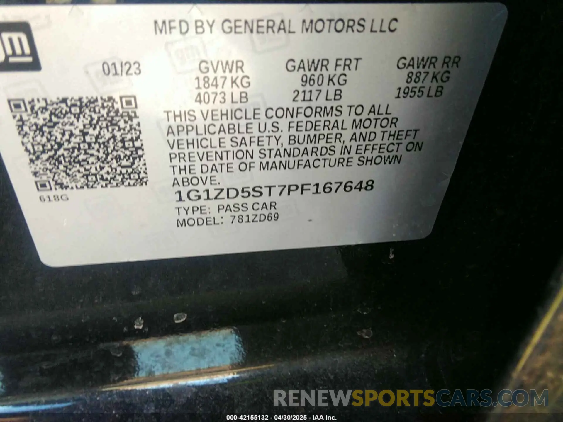 9 Фотография поврежденного автомобиля 1G1ZD5ST7PF167648 CHEVROLET MALIBU 2023
