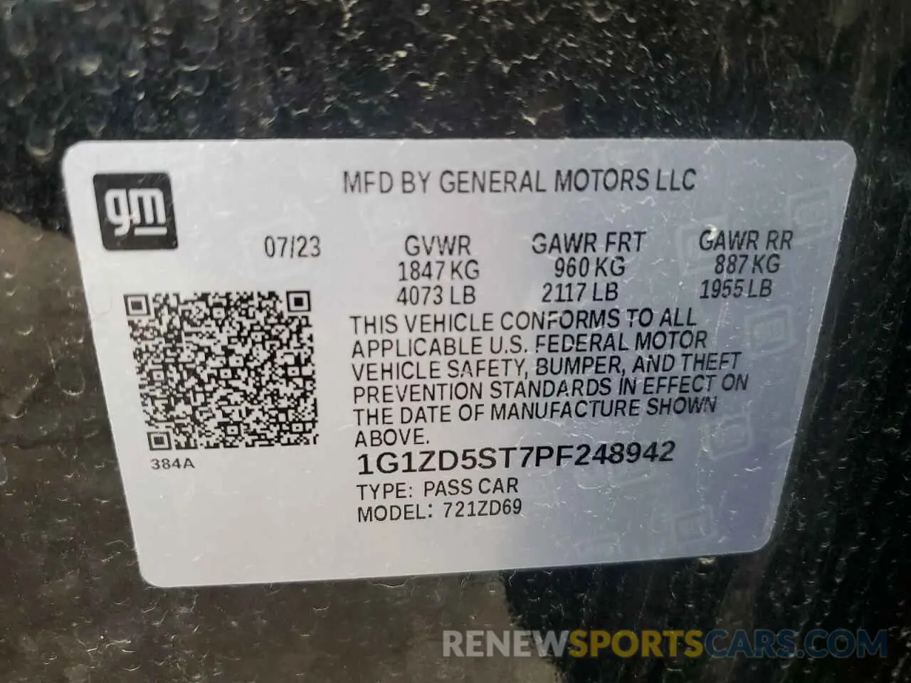 12 Photograph of a damaged car 1G1ZD5ST7PF248942 CHEVROLET MALIBU 2023