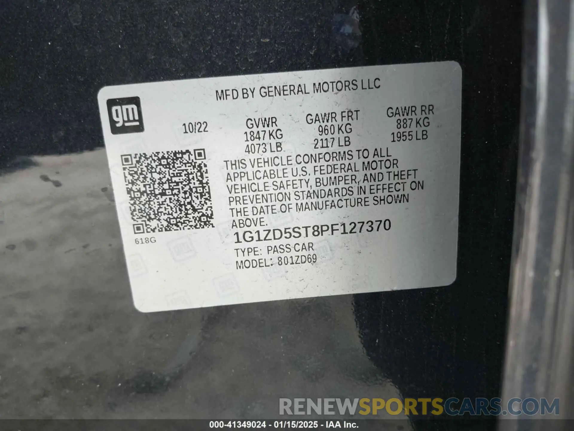 9 Photograph of a damaged car 1G1ZD5ST8PF127370 CHEVROLET MALIBU 2023