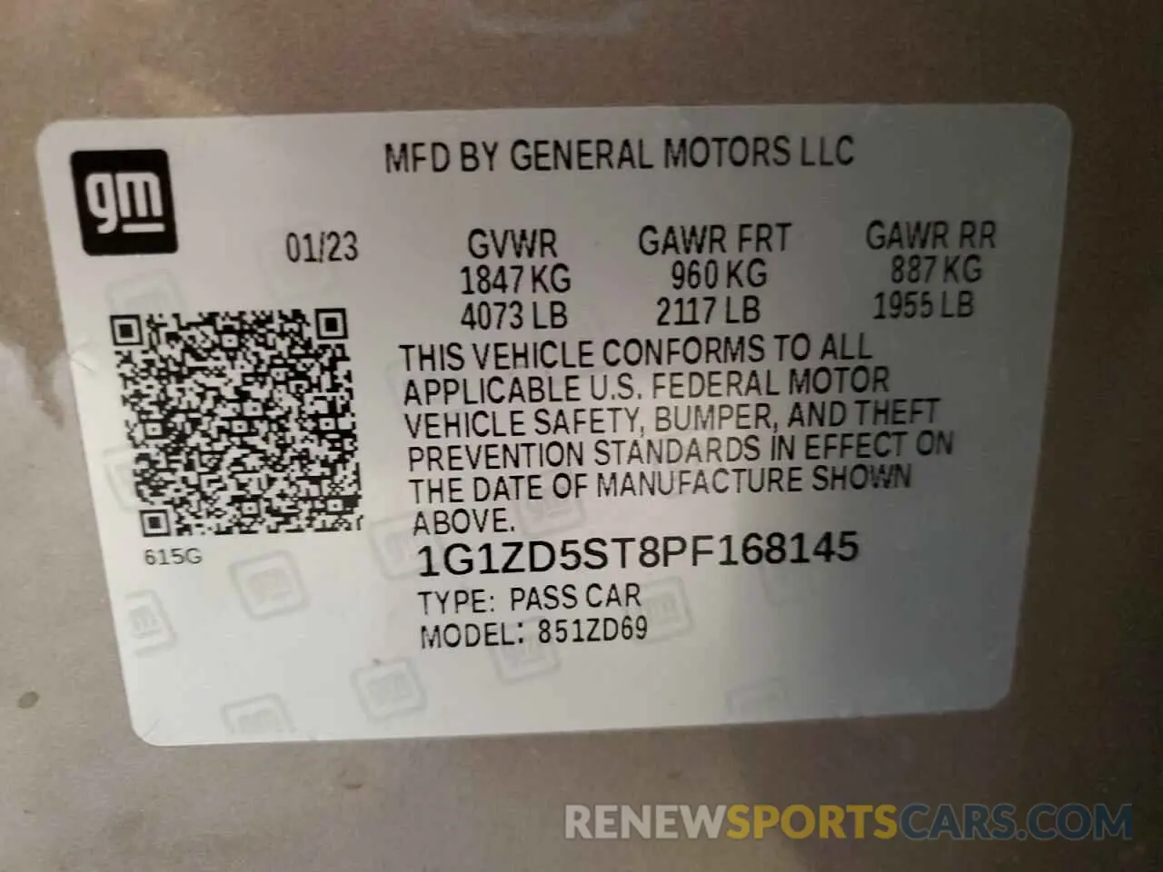 13 Photograph of a damaged car 1G1ZD5ST8PF168145 CHEVROLET MALIBU 2023