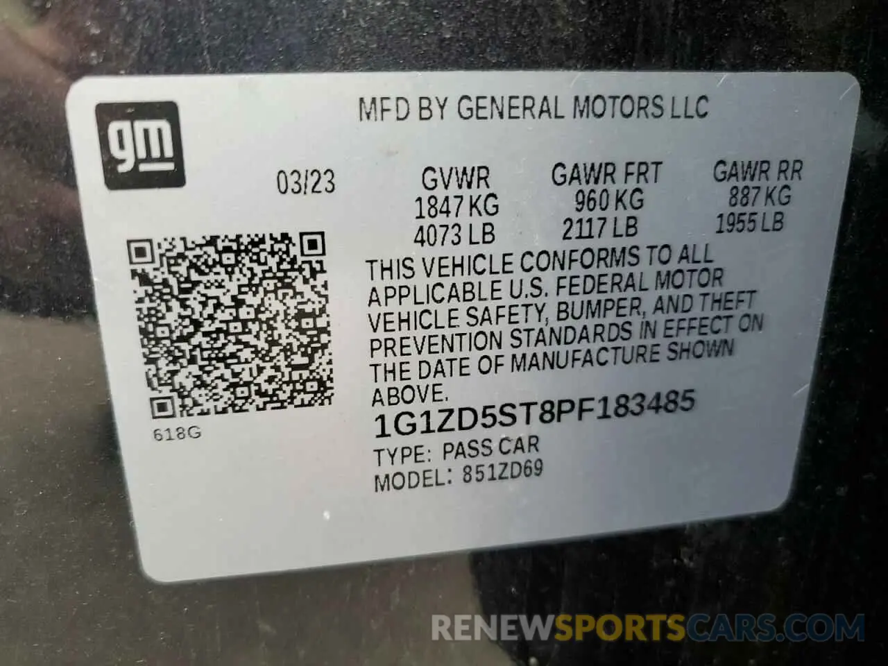 12 Фотография поврежденного автомобиля 1G1ZD5ST8PF183485 CHEVROLET MALIBU 2023