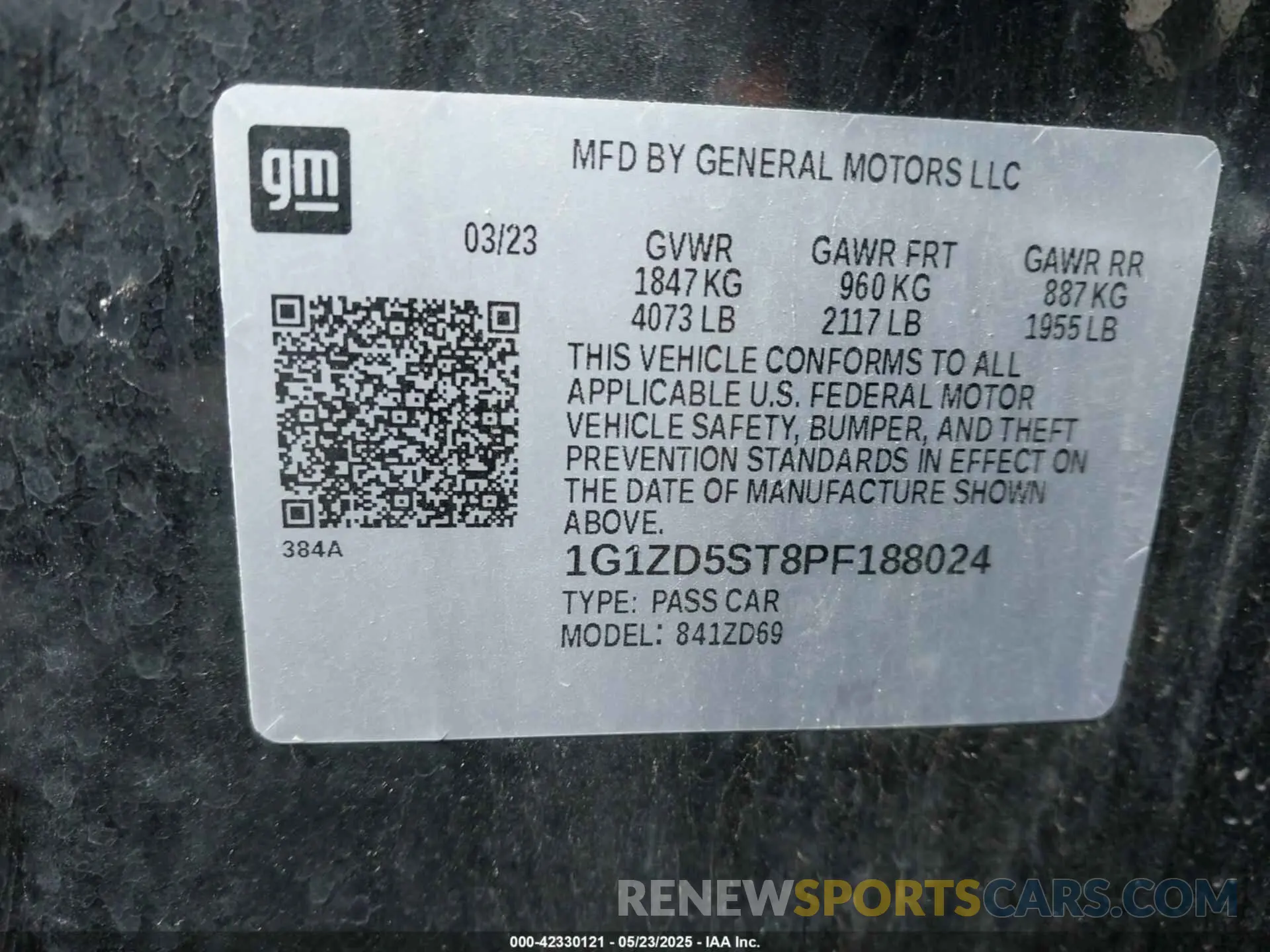 9 Фотография поврежденного автомобиля 1G1ZD5ST8PF188024 CHEVROLET MALIBU 2023