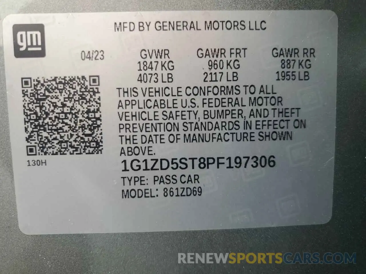 13 Photograph of a damaged car 1G1ZD5ST8PF197306 CHEVROLET MALIBU 2023