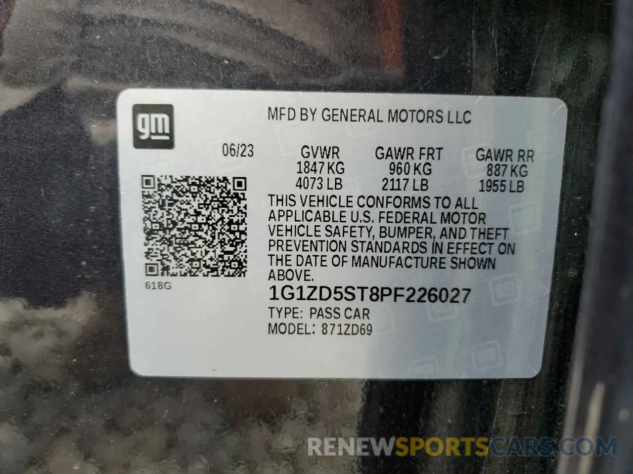 13 Фотография поврежденного автомобиля 1G1ZD5ST8PF226027 CHEVROLET MALIBU 2023
