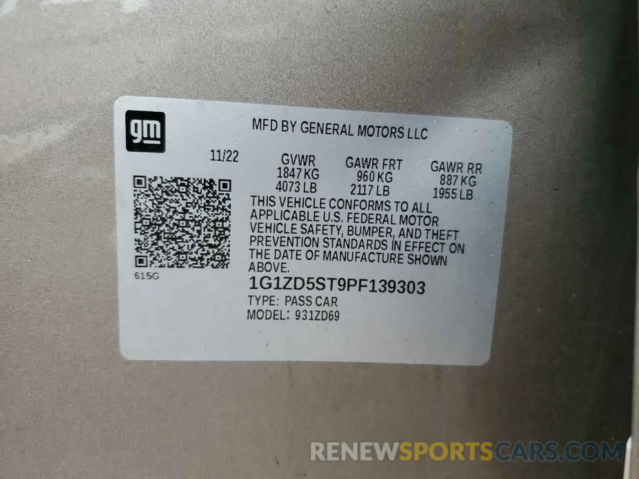 12 Photograph of a damaged car 1G1ZD5ST9PF139303 CHEVROLET MALIBU 2023