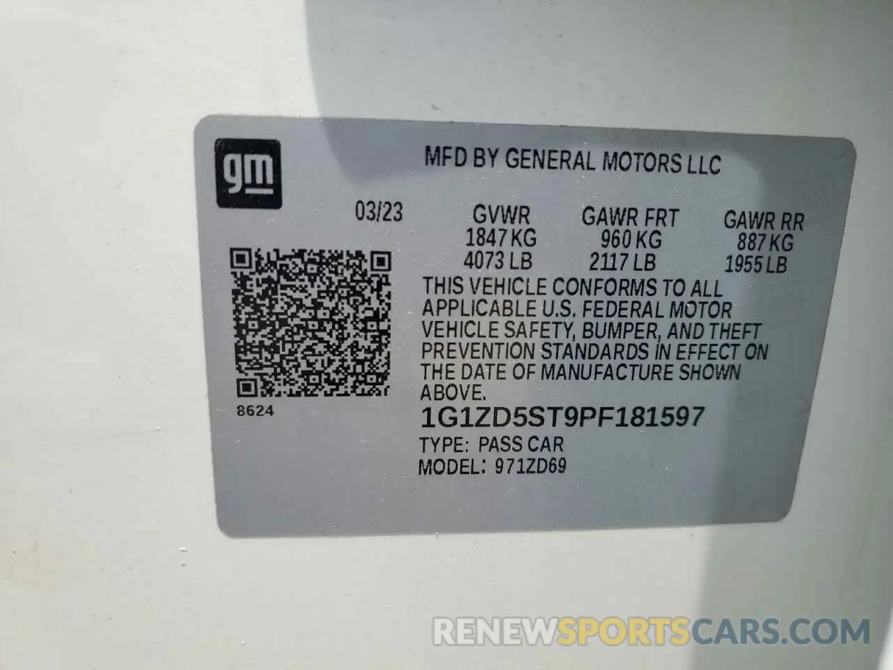 12 Photograph of a damaged car 1G1ZD5ST9PF181597 CHEVROLET MALIBU 2023