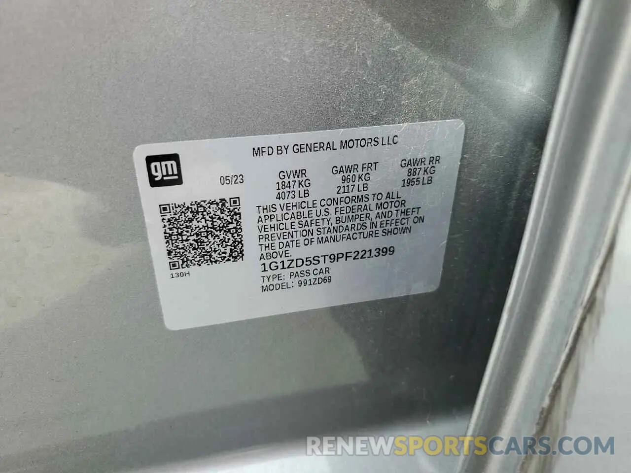 13 Фотография поврежденного автомобиля 1G1ZD5ST9PF221399 CHEVROLET MALIBU 2023