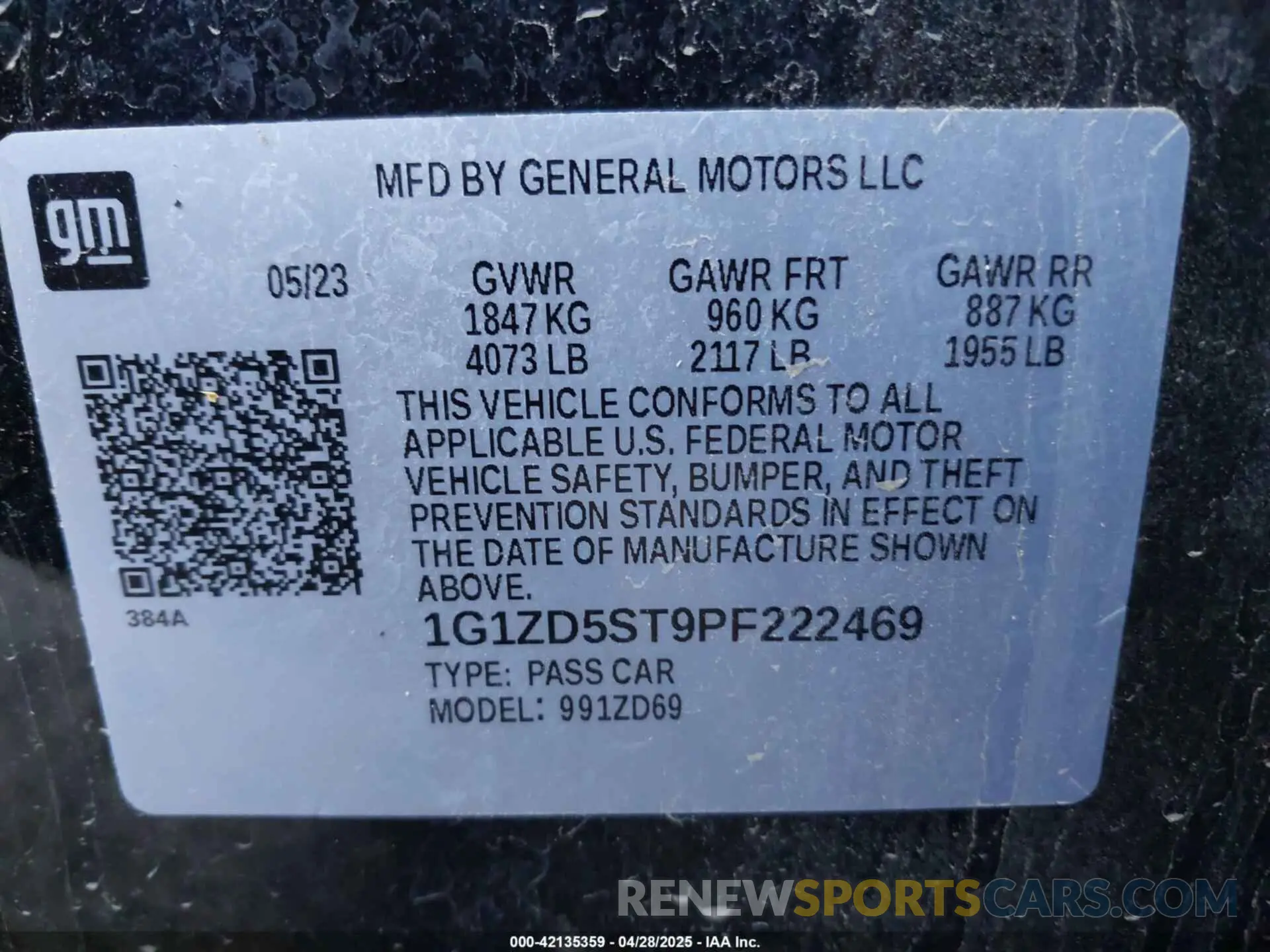 9 Photograph of a damaged car 1G1ZD5ST9PF222469 CHEVROLET MALIBU 2023