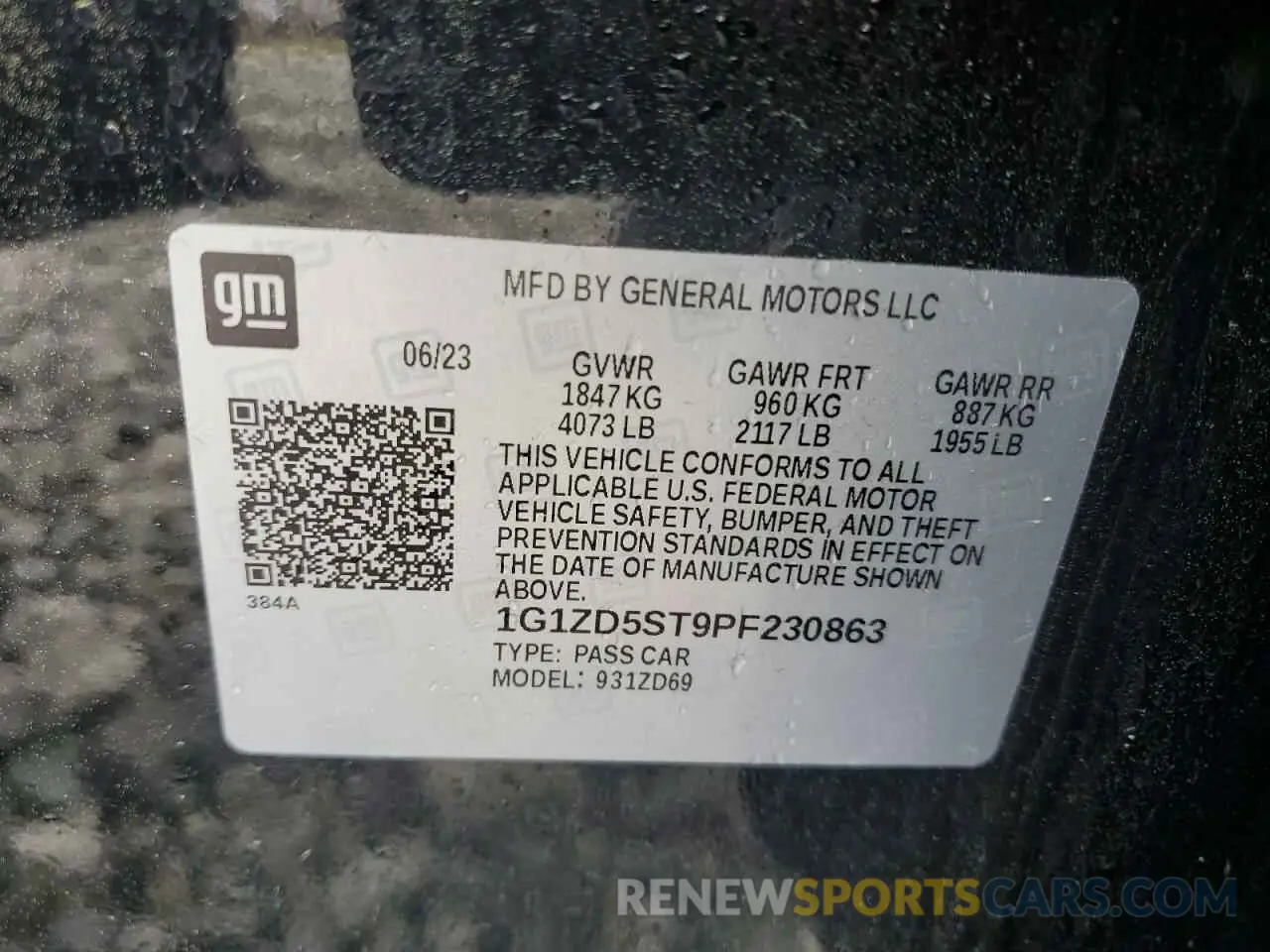 13 Фотография поврежденного автомобиля 1G1ZD5ST9PF230863 CHEVROLET MALIBU 2023