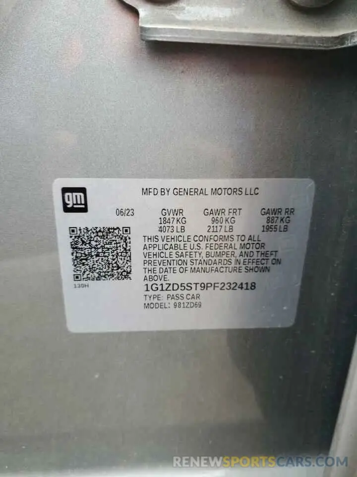 13 Photograph of a damaged car 1G1ZD5ST9PF232418 CHEVROLET MALIBU 2023