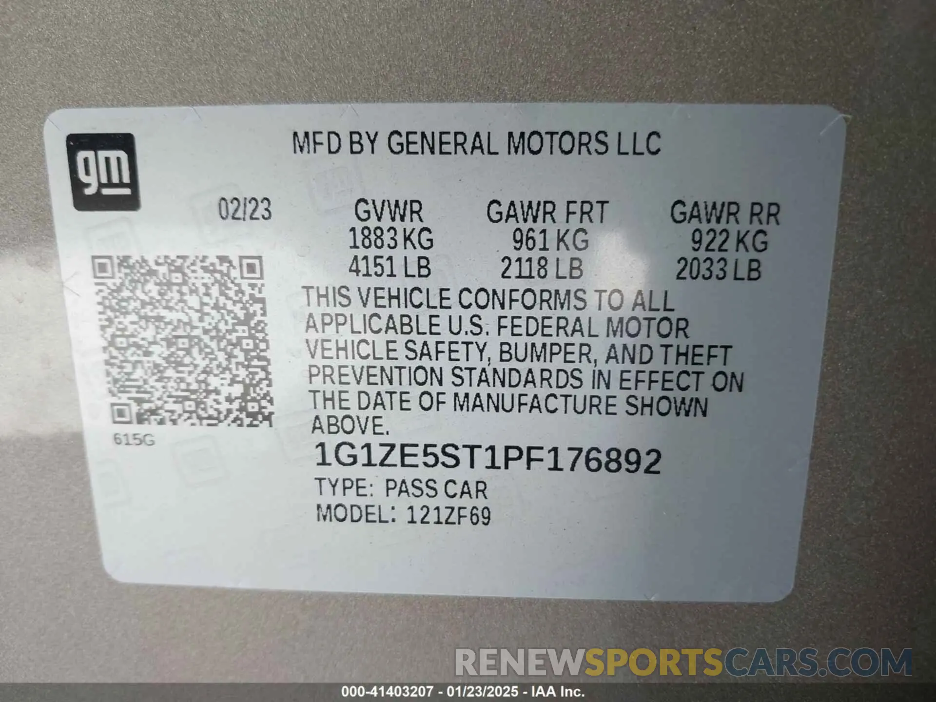 9 Photograph of a damaged car 1G1ZE5ST1PF176892 CHEVROLET MALIBU 2023
