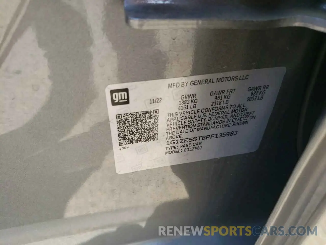 12 Photograph of a damaged car 1G1ZE5ST8PF135983 CHEVROLET MALIBU 2023