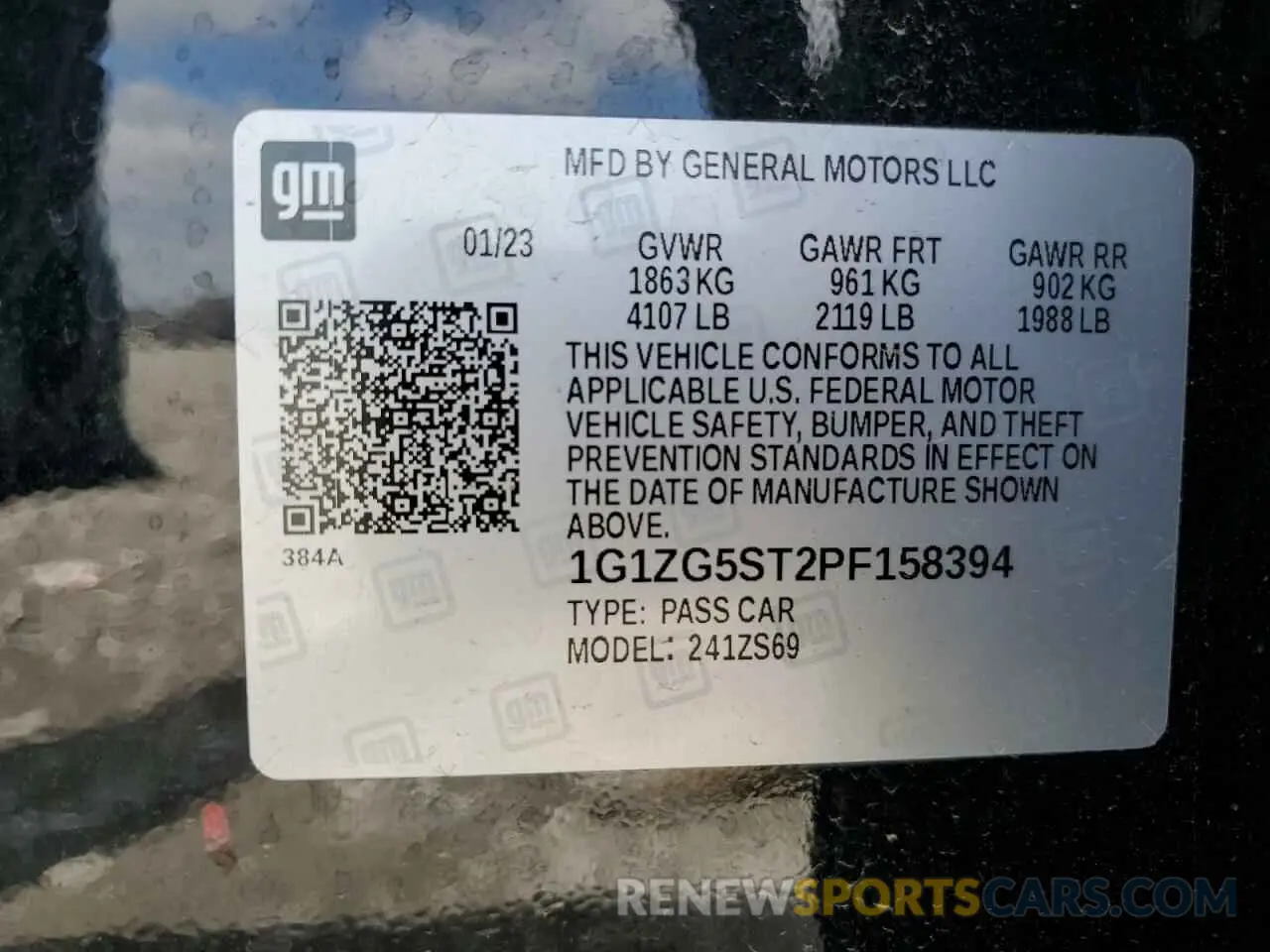 12 Photograph of a damaged car 1G1ZG5ST2PF158394 CHEVROLET MALIBU 2023