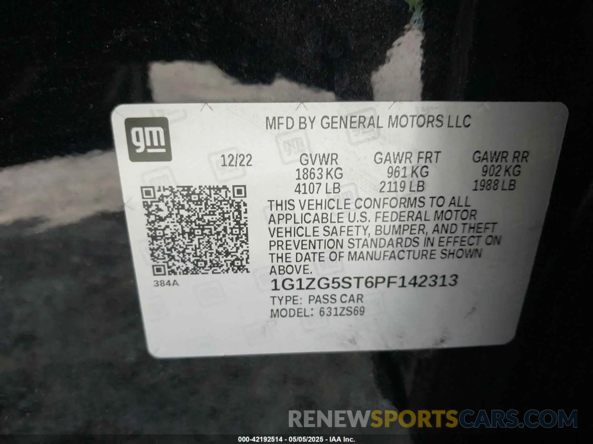 9 Фотография поврежденного автомобиля 1G1ZG5ST6PF142313 CHEVROLET MALIBU 2023