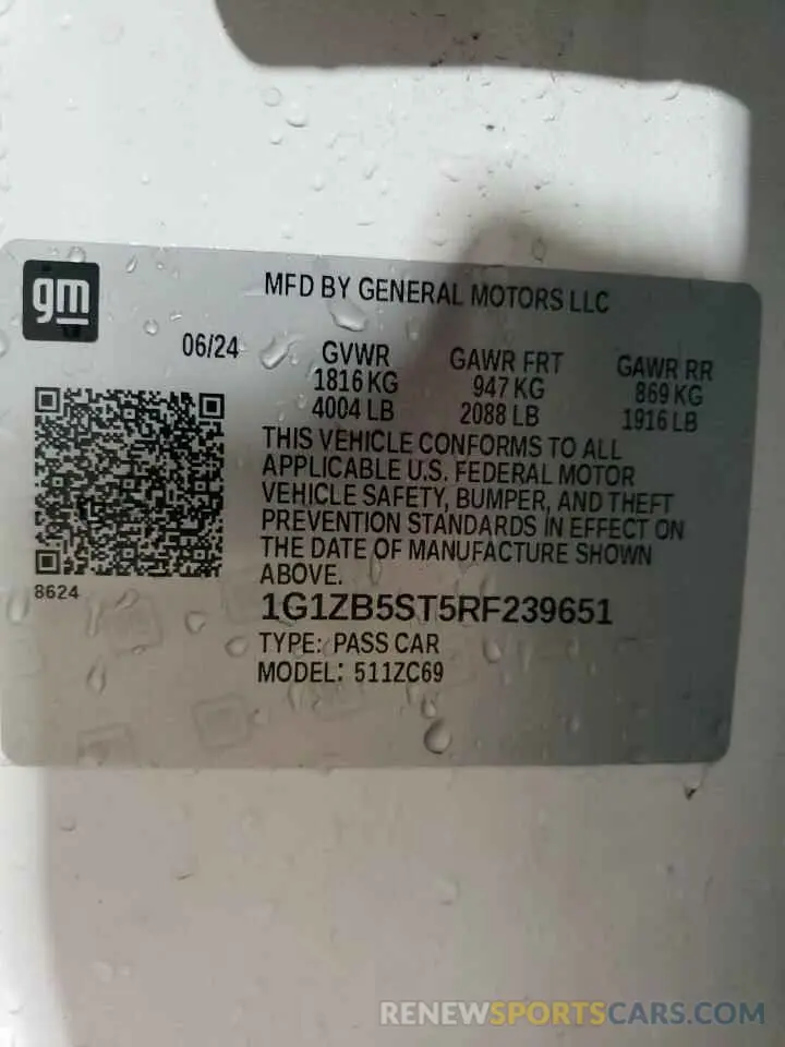 13 Фотография поврежденного автомобиля 1G1ZB5ST5RF239651 CHEVROLET MALIBU 2024