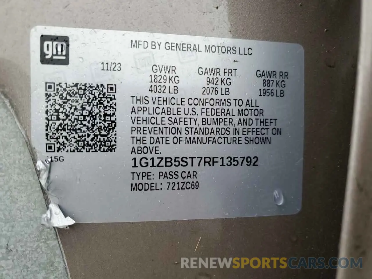 13 Photograph of a damaged car 1G1ZB5ST7RF135792 CHEVROLET MALIBU 2024