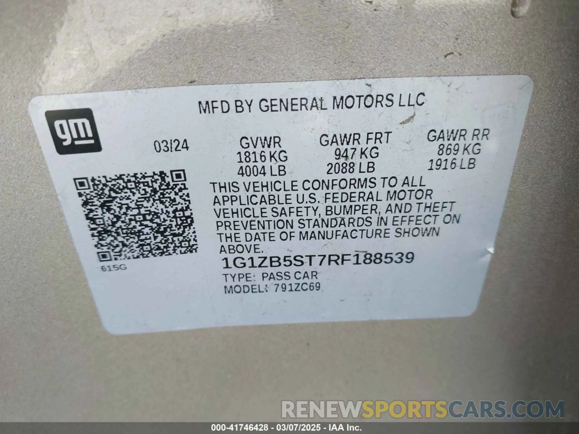 9 Фотография поврежденного автомобиля 1G1ZB5ST7RF188539 CHEVROLET MALIBU 2024