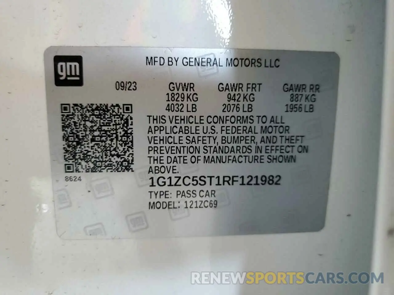 12 Photograph of a damaged car 1G1ZC5ST1RF121982 CHEVROLET MALIBU 2024
