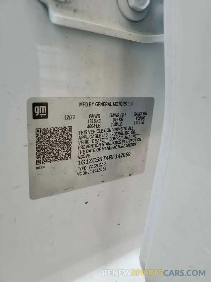 14 Фотография поврежденного автомобиля 1G1ZC5ST4RF147959 CHEVROLET MALIBU 2024