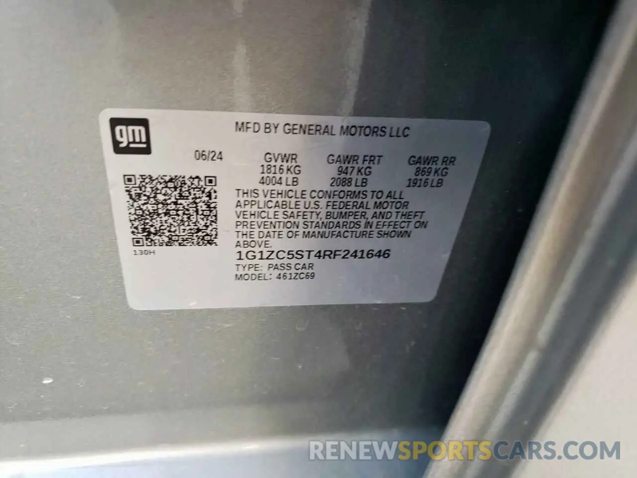 13 Фотография поврежденного автомобиля 1G1ZC5ST4RF241646 CHEVROLET MALIBU 2024