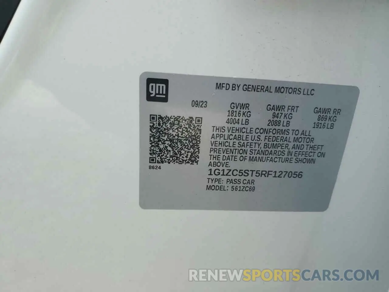 12 Photograph of a damaged car 1G1ZC5ST5RF127056 CHEVROLET MALIBU 2024