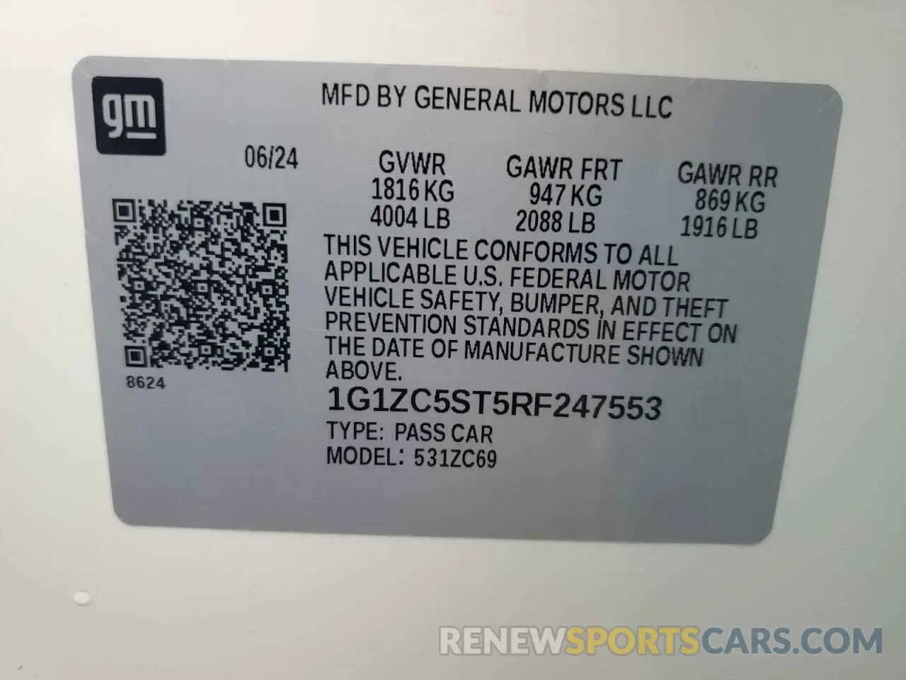 12 Photograph of a damaged car 1G1ZC5ST5RF247553 CHEVROLET MALIBU 2024
