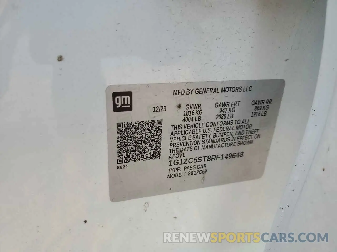 12 Фотография поврежденного автомобиля 1G1ZC5ST8RF149648 CHEVROLET MALIBU 2024