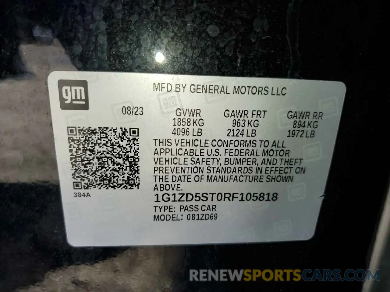12 Photograph of a damaged car 1G1ZD5ST0RF105818 CHEVROLET MALIBU 2024