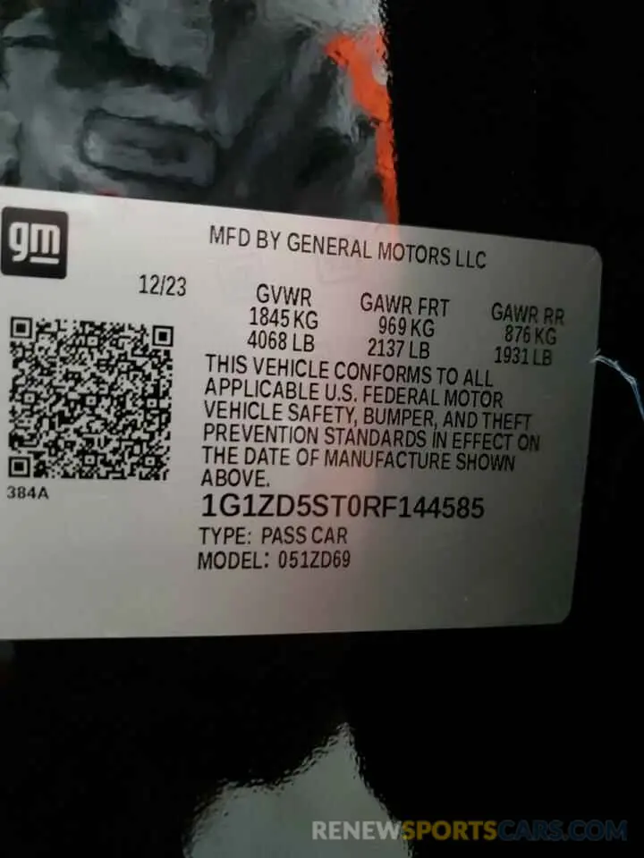 13 Фотография поврежденного автомобиля 1G1ZD5ST0RF144585 CHEVROLET MALIBU 2024