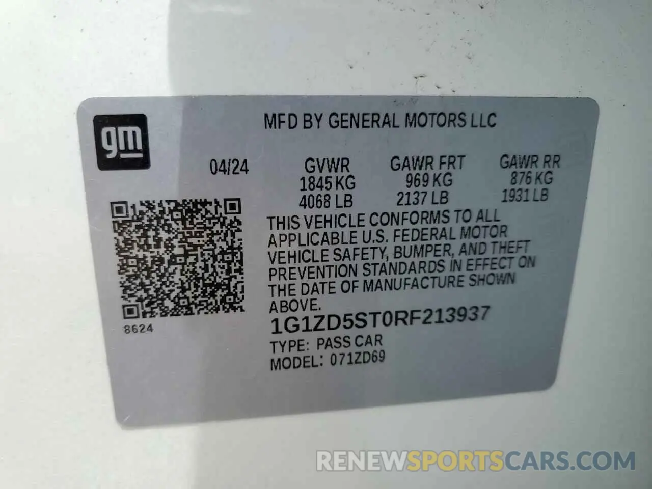 13 Photograph of a damaged car 1G1ZD5ST0RF213937 CHEVROLET MALIBU 2024