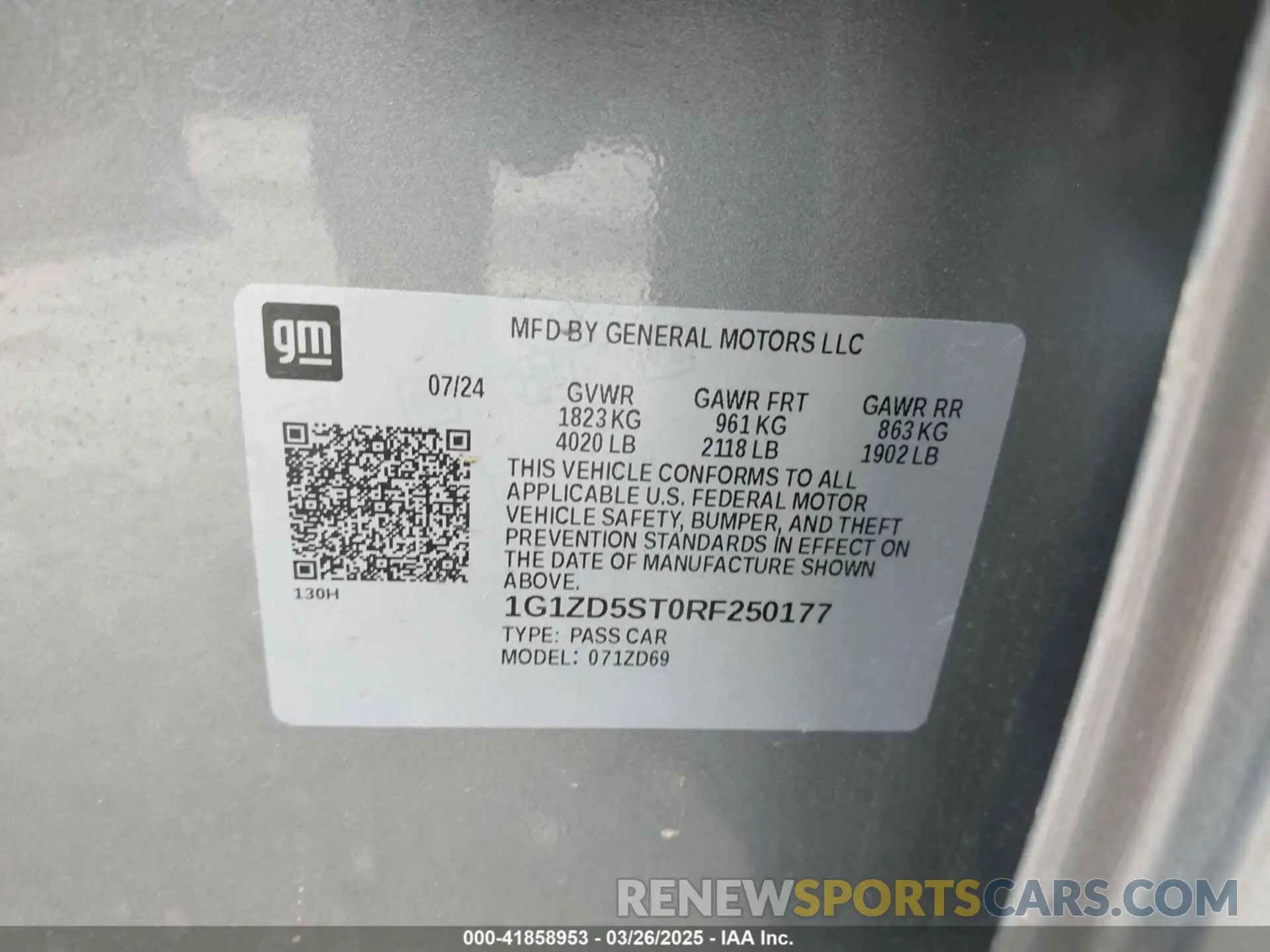 9 Photograph of a damaged car 1G1ZD5ST0RF250177 CHEVROLET MALIBU 2024
