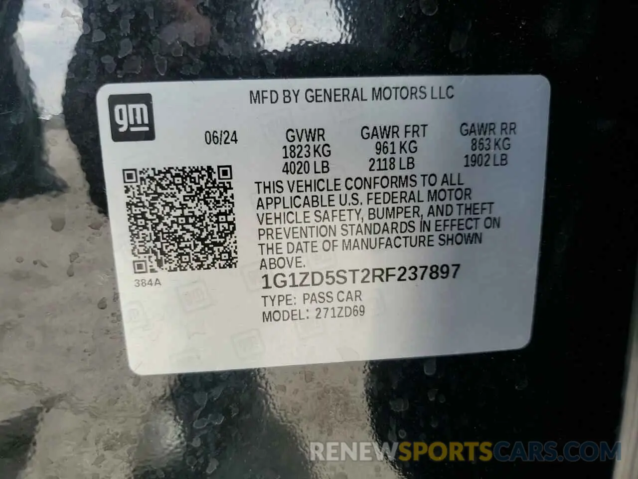 12 Photograph of a damaged car 1G1ZD5ST2RF237897 CHEVROLET MALIBU 2024