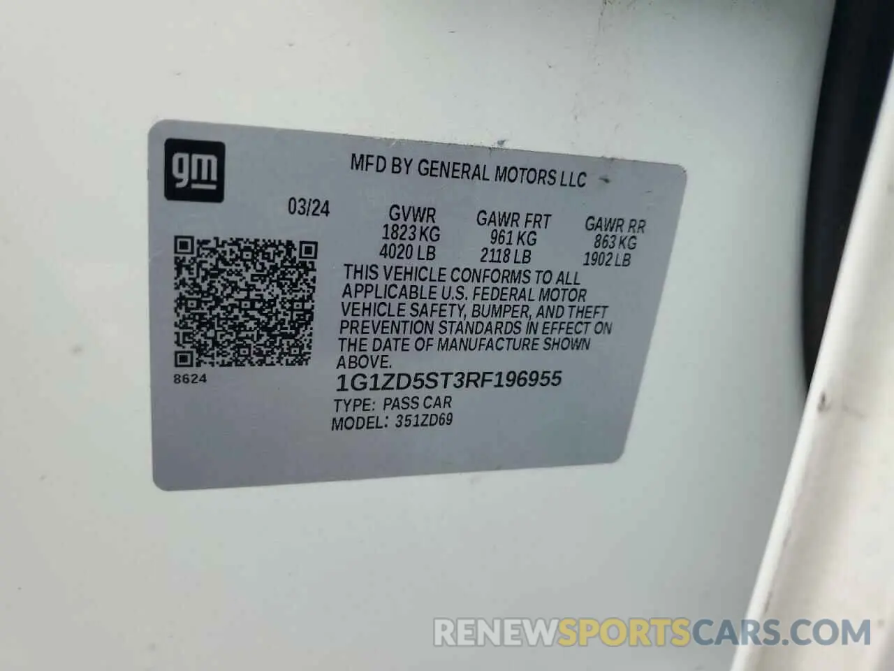 12 Фотография поврежденного автомобиля 1G1ZD5ST3RF196955 CHEVROLET MALIBU 2024