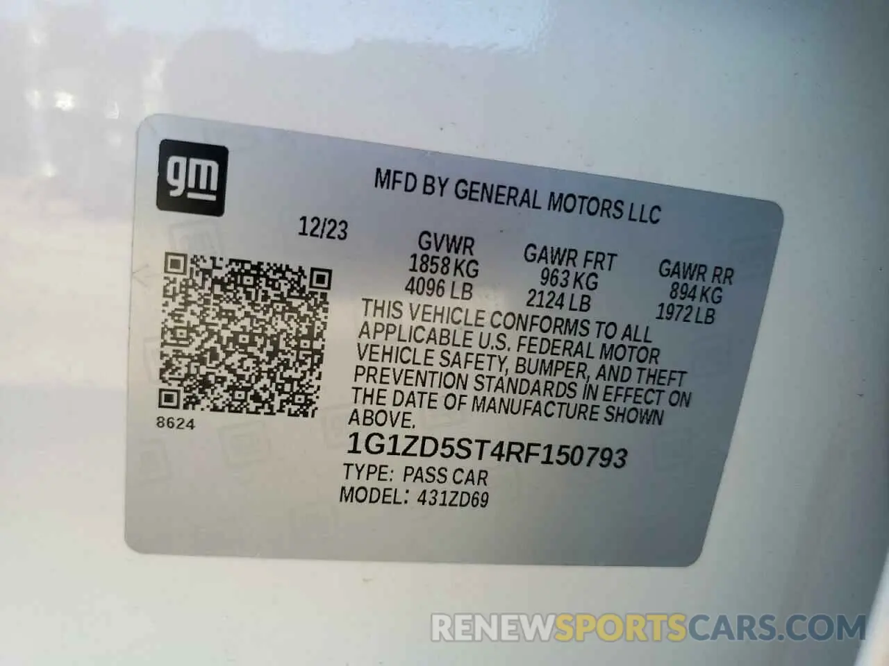 12 Photograph of a damaged car 1G1ZD5ST4RF150793 CHEVROLET MALIBU 2024