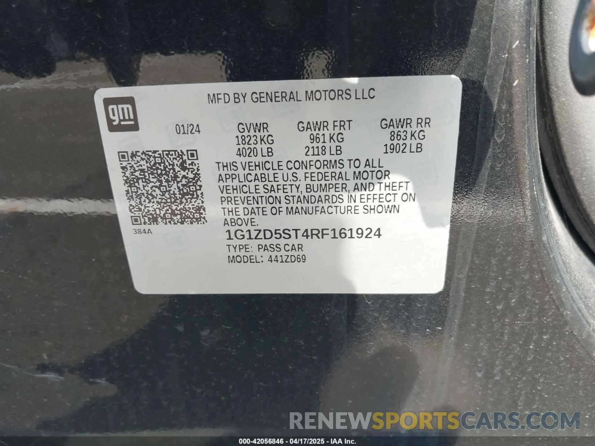 9 Фотография поврежденного автомобиля 1G1ZD5ST4RF161924 CHEVROLET MALIBU 2024