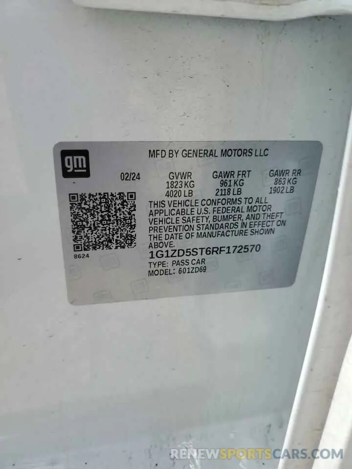 13 Photograph of a damaged car 1G1ZD5ST6RF172570 CHEVROLET MALIBU 2024