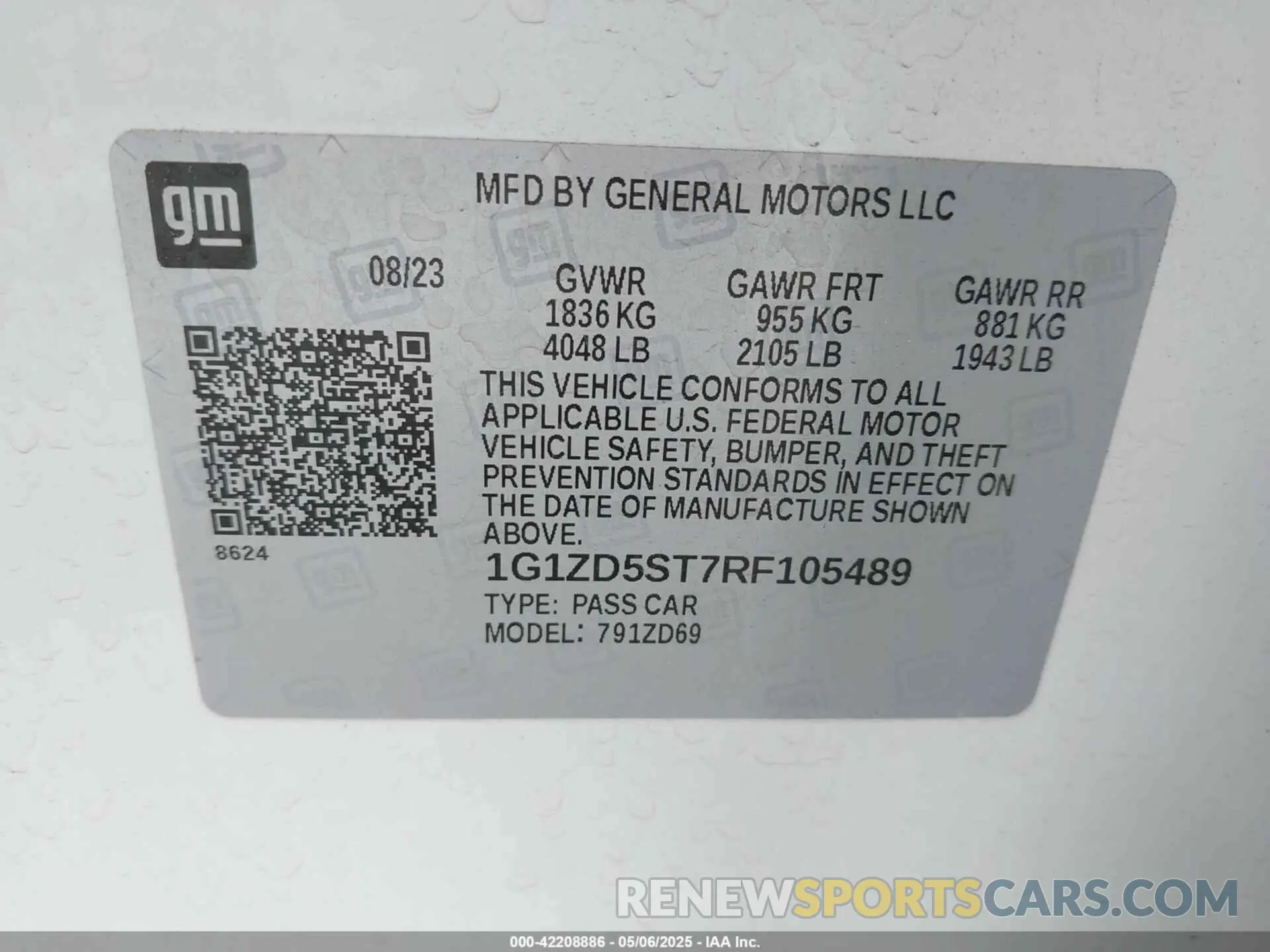 9 Фотография поврежденного автомобиля 1G1ZD5ST7RF105489 CHEVROLET MALIBU 2024
