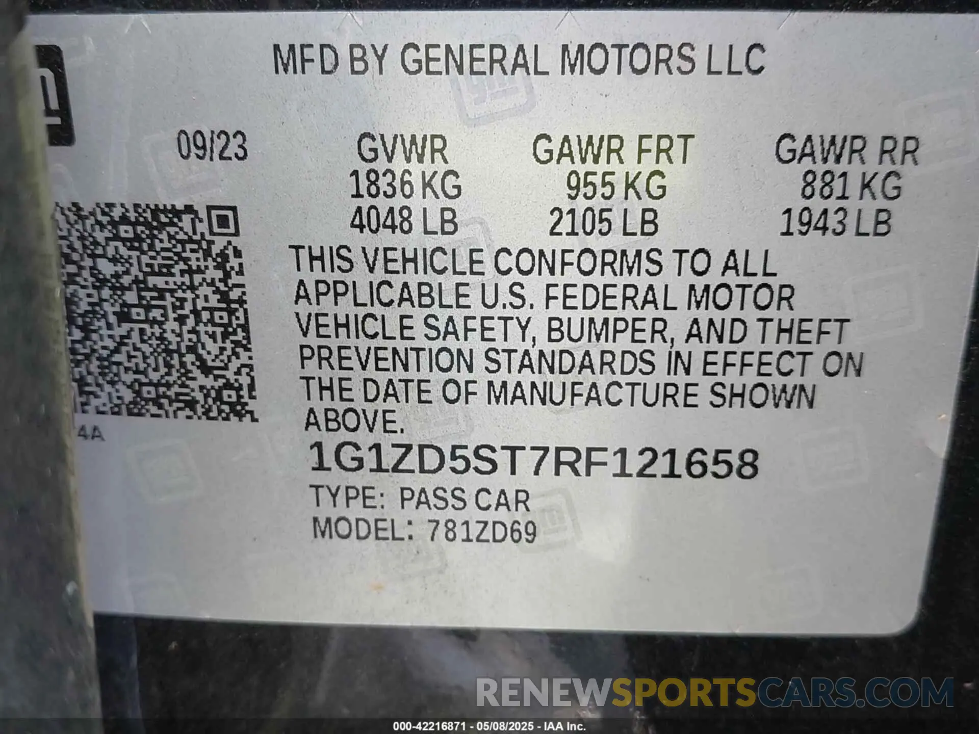 9 Фотография поврежденного автомобиля 1G1ZD5ST7RF121658 CHEVROLET MALIBU 2024