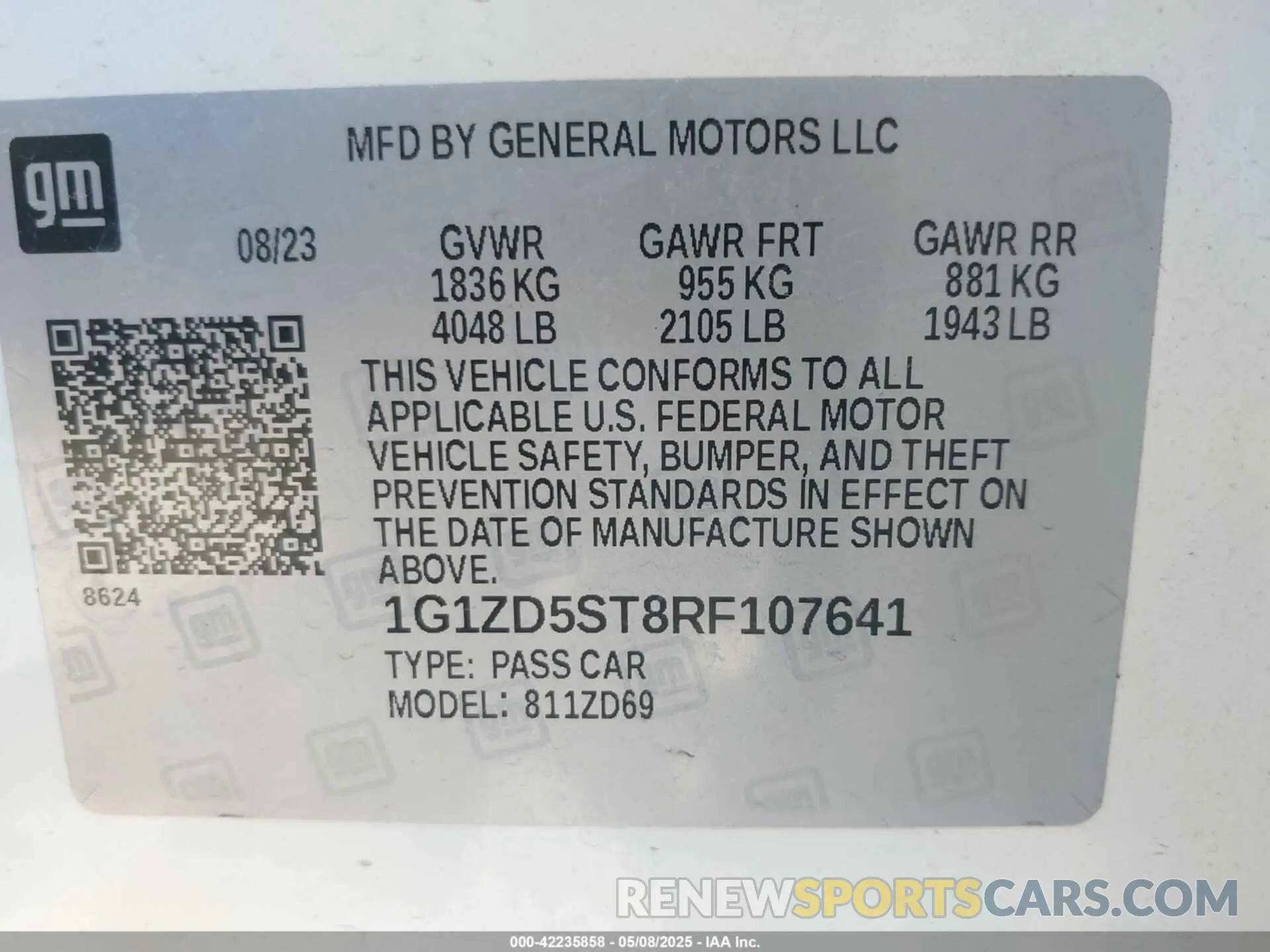 9 Photograph of a damaged car 1G1ZD5ST8RF107641 CHEVROLET MALIBU 2024