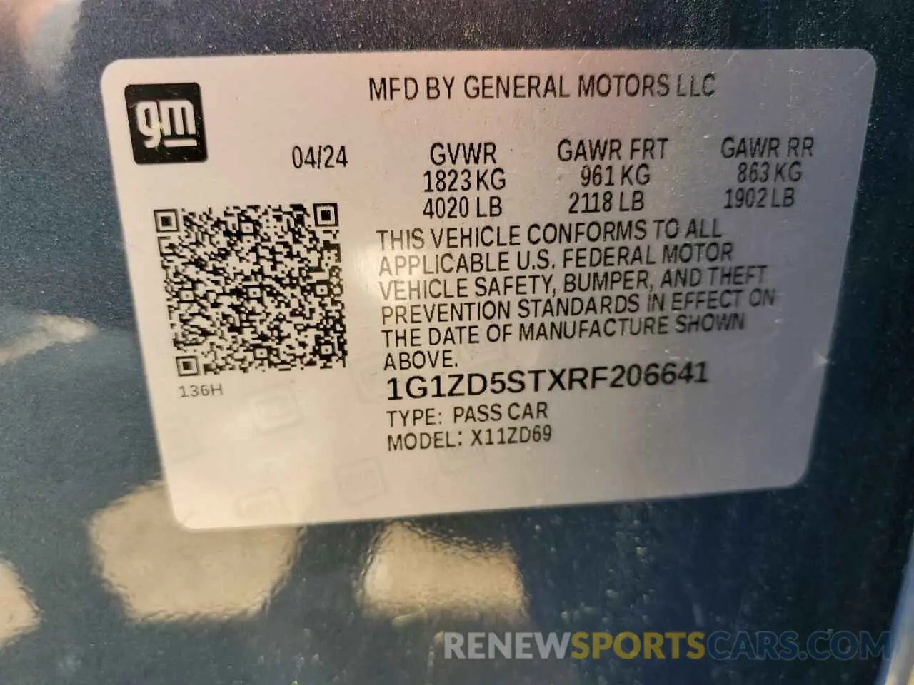 12 Photograph of a damaged car 1G1ZD5STXRF206641 CHEVROLET MALIBU 2024