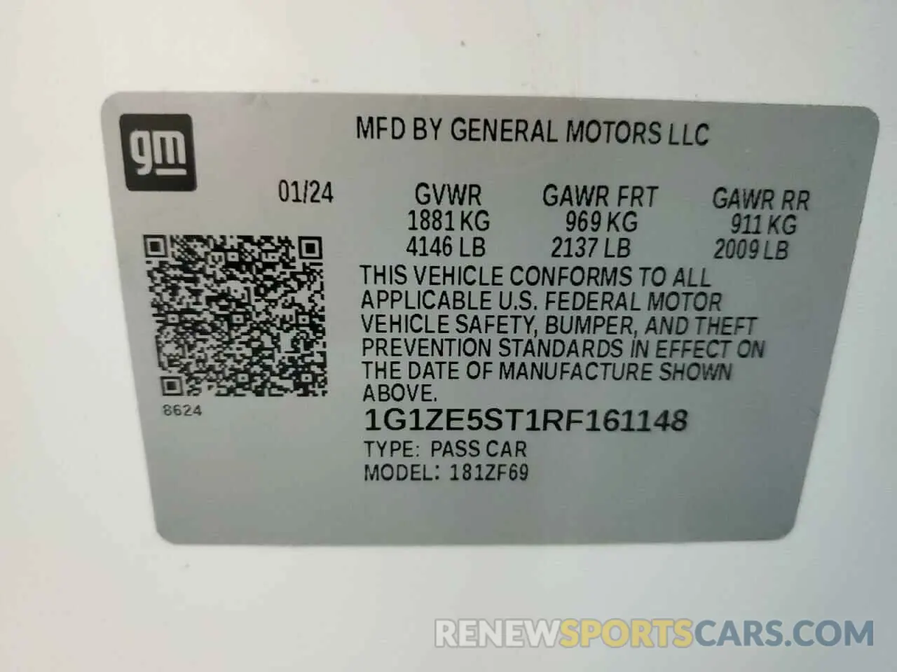 12 Photograph of a damaged car 1G1ZE5ST1RF161148 CHEVROLET MALIBU 2024