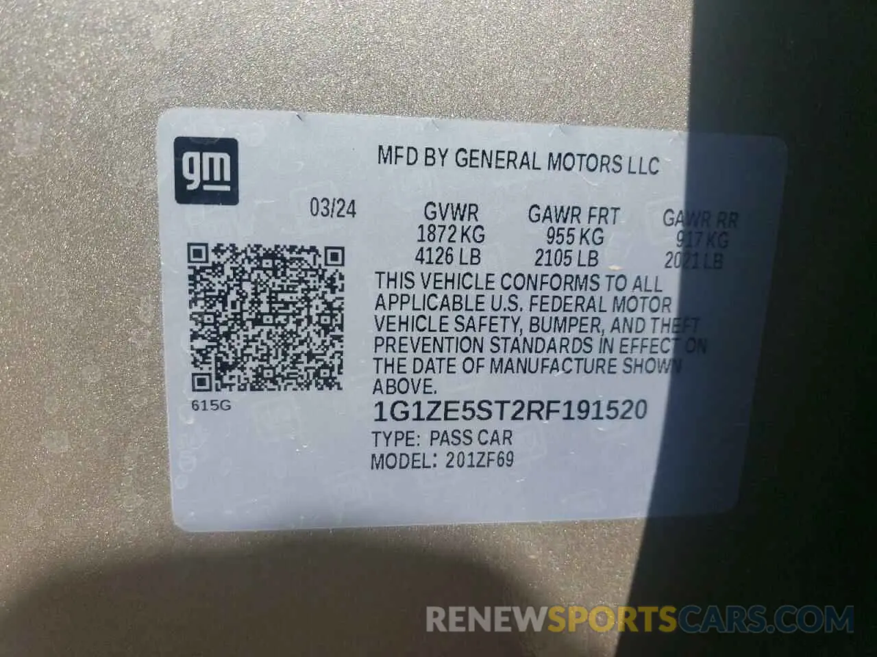 12 Photograph of a damaged car 1G1ZE5ST2RF191520 CHEVROLET MALIBU 2024