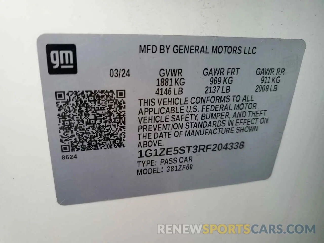 12 Photograph of a damaged car 1G1ZE5ST3RF204338 CHEVROLET MALIBU 2024