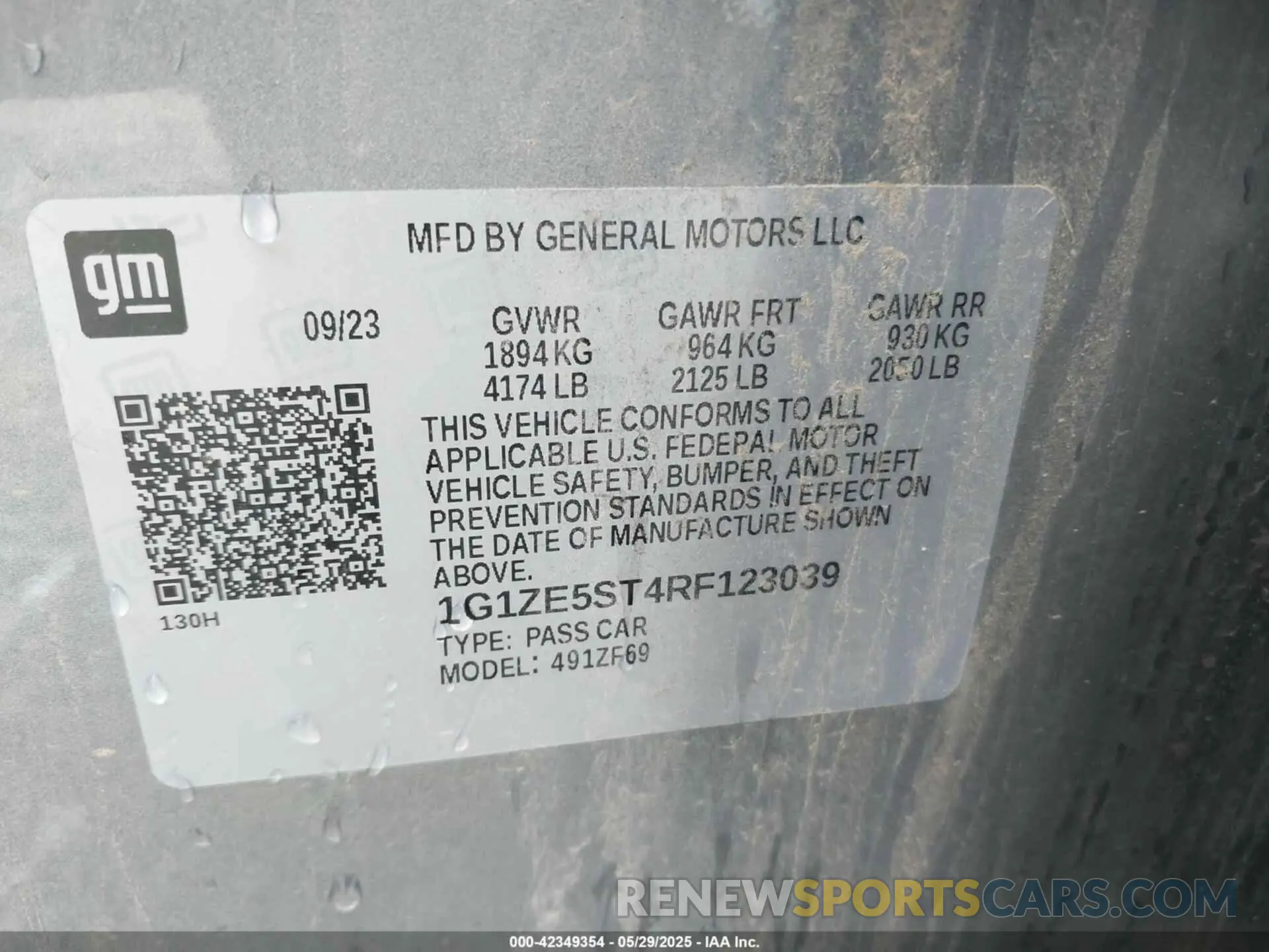 9 Фотография поврежденного автомобиля 1G1ZE5ST4RF123039 CHEVROLET MALIBU 2024