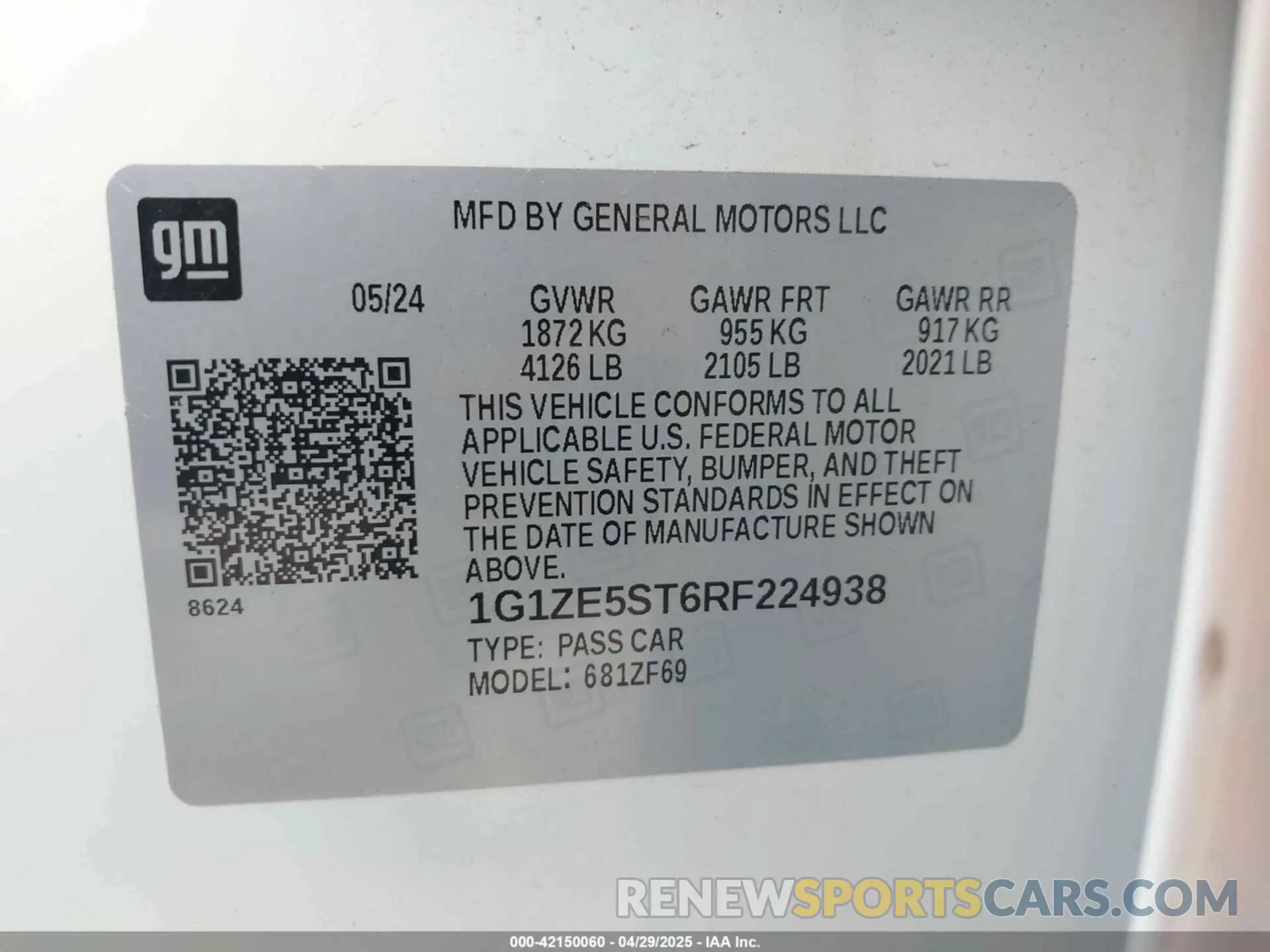 9 Photograph of a damaged car 1G1ZE5ST6RF224938 CHEVROLET MALIBU 2024