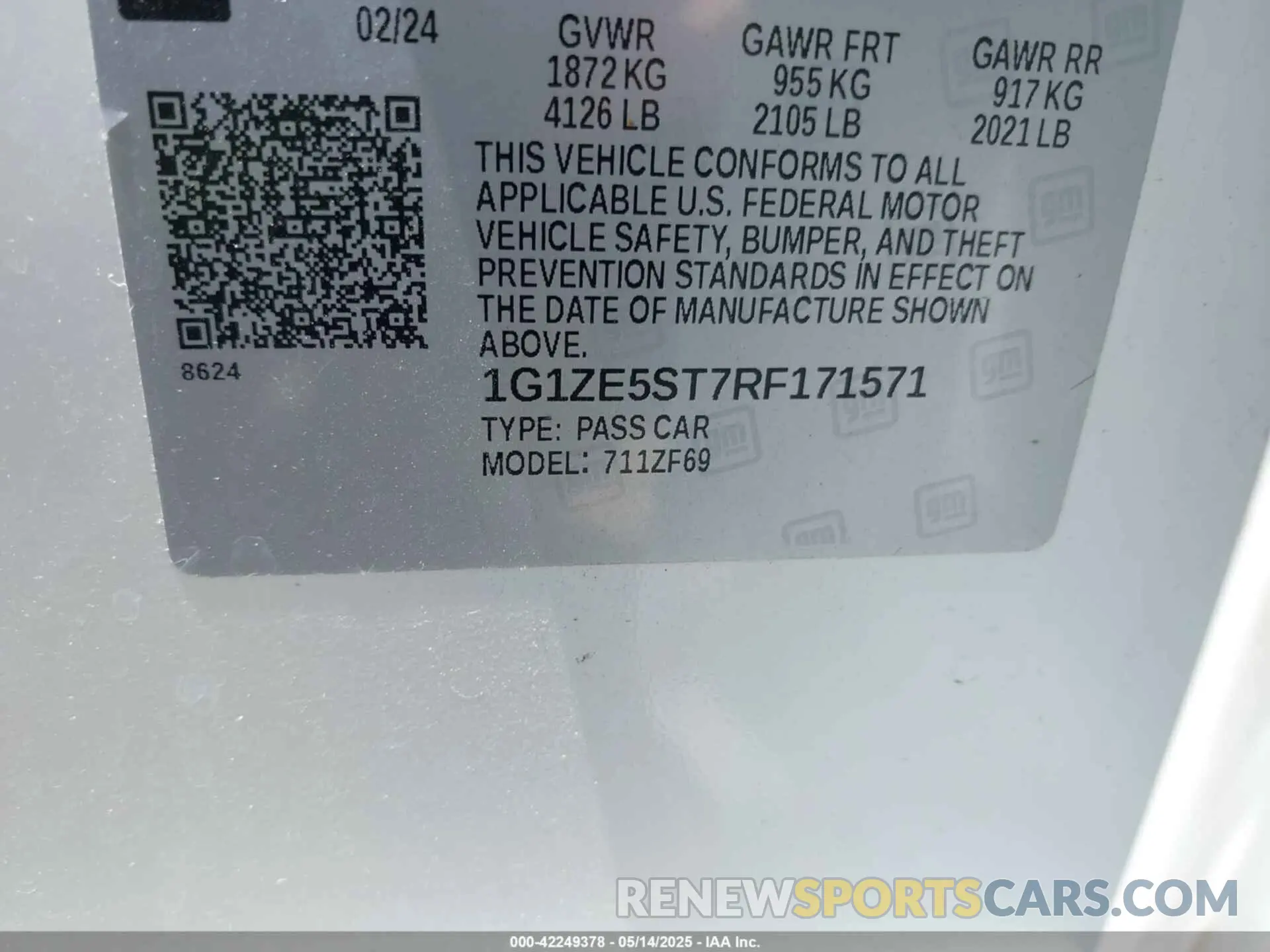 9 Photograph of a damaged car 1G1ZE5ST7RF171571 CHEVROLET MALIBU 2024
