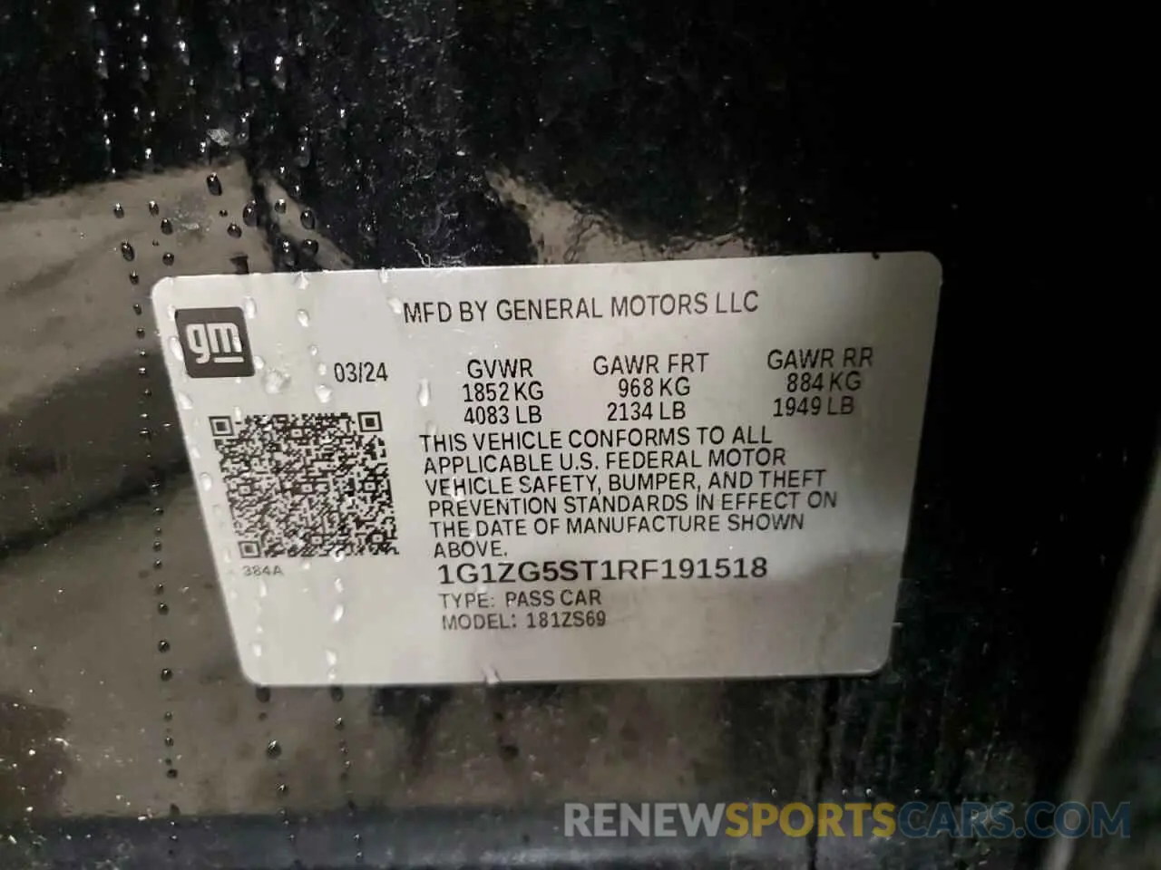 14 Photograph of a damaged car 1G1ZG5ST1RF191518 CHEVROLET MALIBU 2024