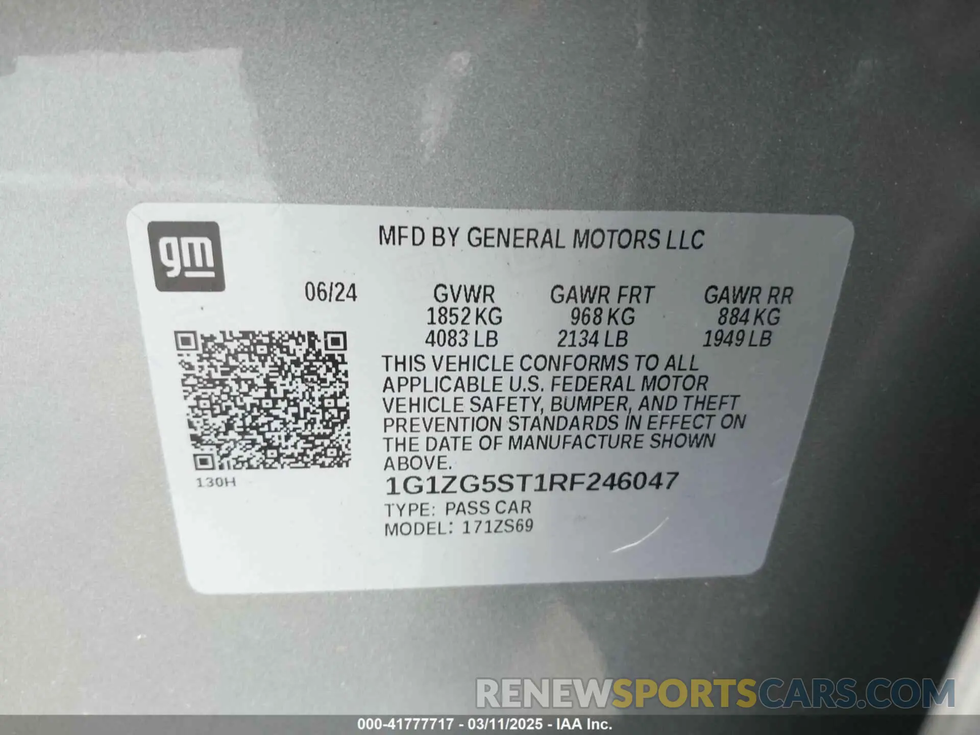9 Photograph of a damaged car 1G1ZG5ST1RF246047 CHEVROLET MALIBU 2024